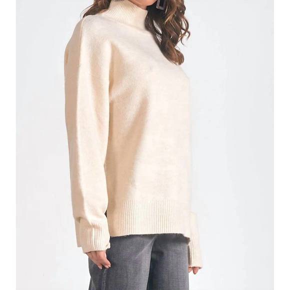 NEW ELAN melanie mock turtleneck sweater in ivory - Picture 3 of 3